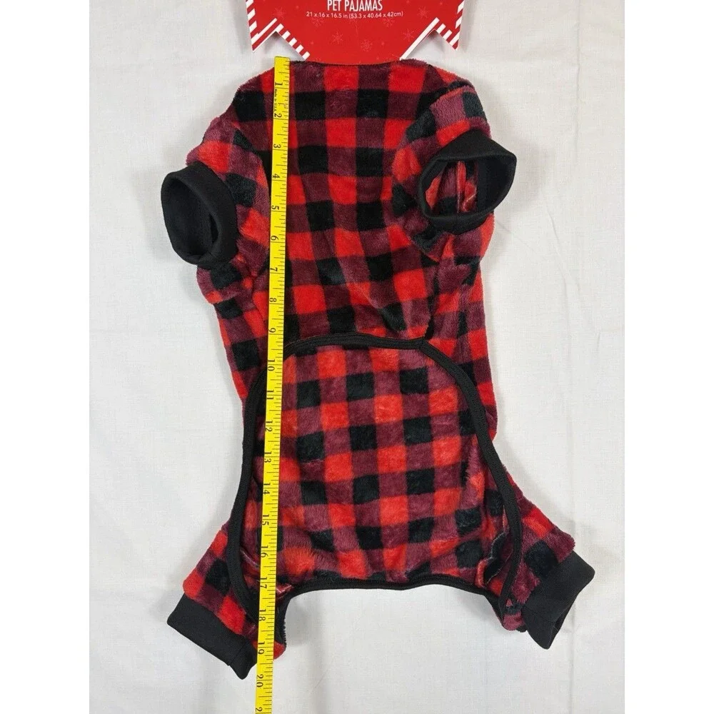 Pet Pajamas Pet Sweater Dog Fleece Red Buffalo Plaid Size Large